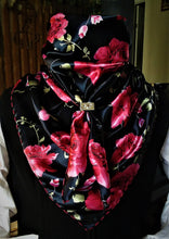 Load image into Gallery viewer, Wild Rag - Fushia Roses on Black Wild Rag #05