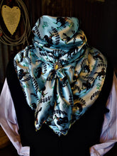 Load image into Gallery viewer, Wild Rag - Light Teal Bucking Horses (*Note, White on back) #45