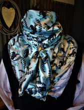 Load image into Gallery viewer, Wild Rag - Light Teal Bucking Horses (*Note, White on back) #45