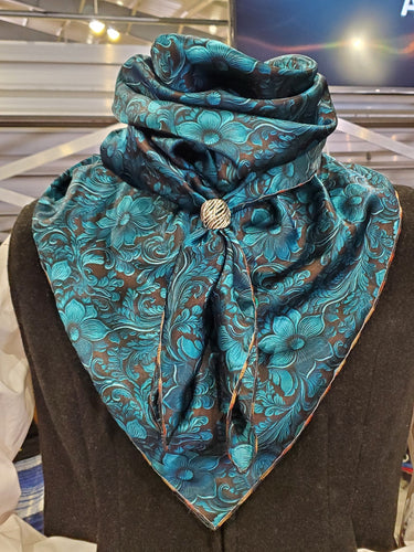 Wild Rag - Teal Tooled Look Wild Rag - #1007