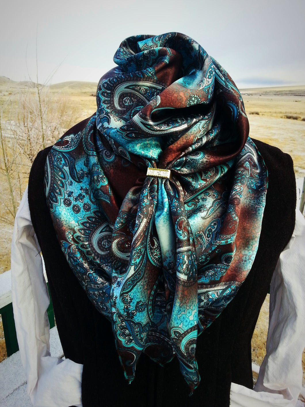 Wild Rag - Teal & Brown Paisley #01