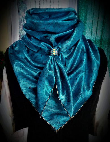 Wild Rag - Turquoise & Black with Brown Edging #11